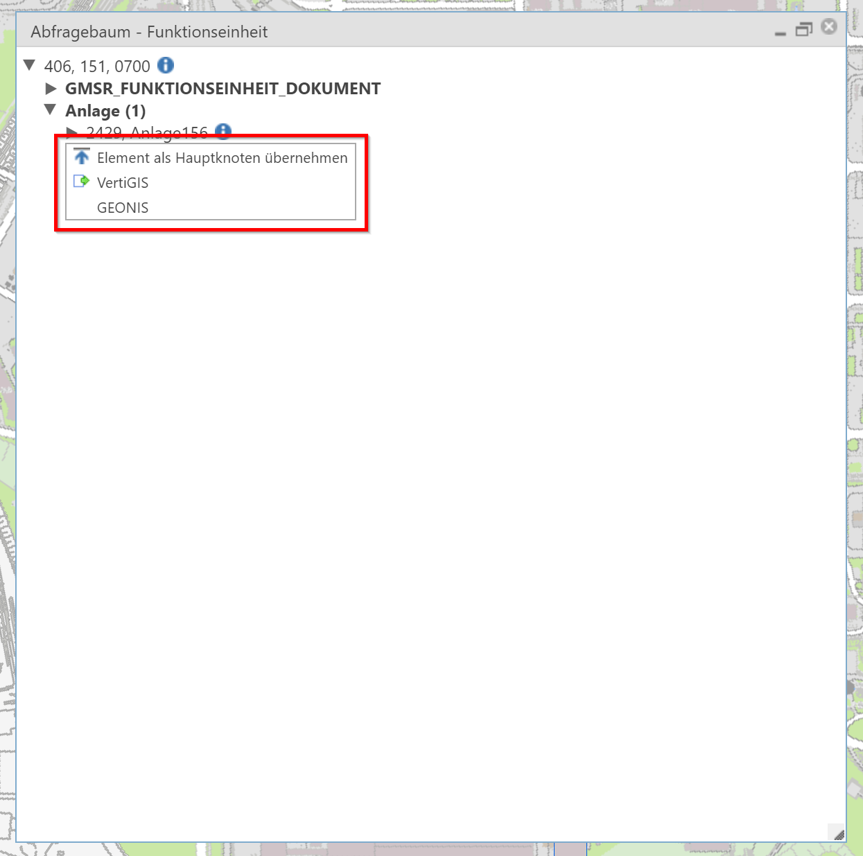 Weitere Integrationen im Abfragebaum im WebOffice core Client