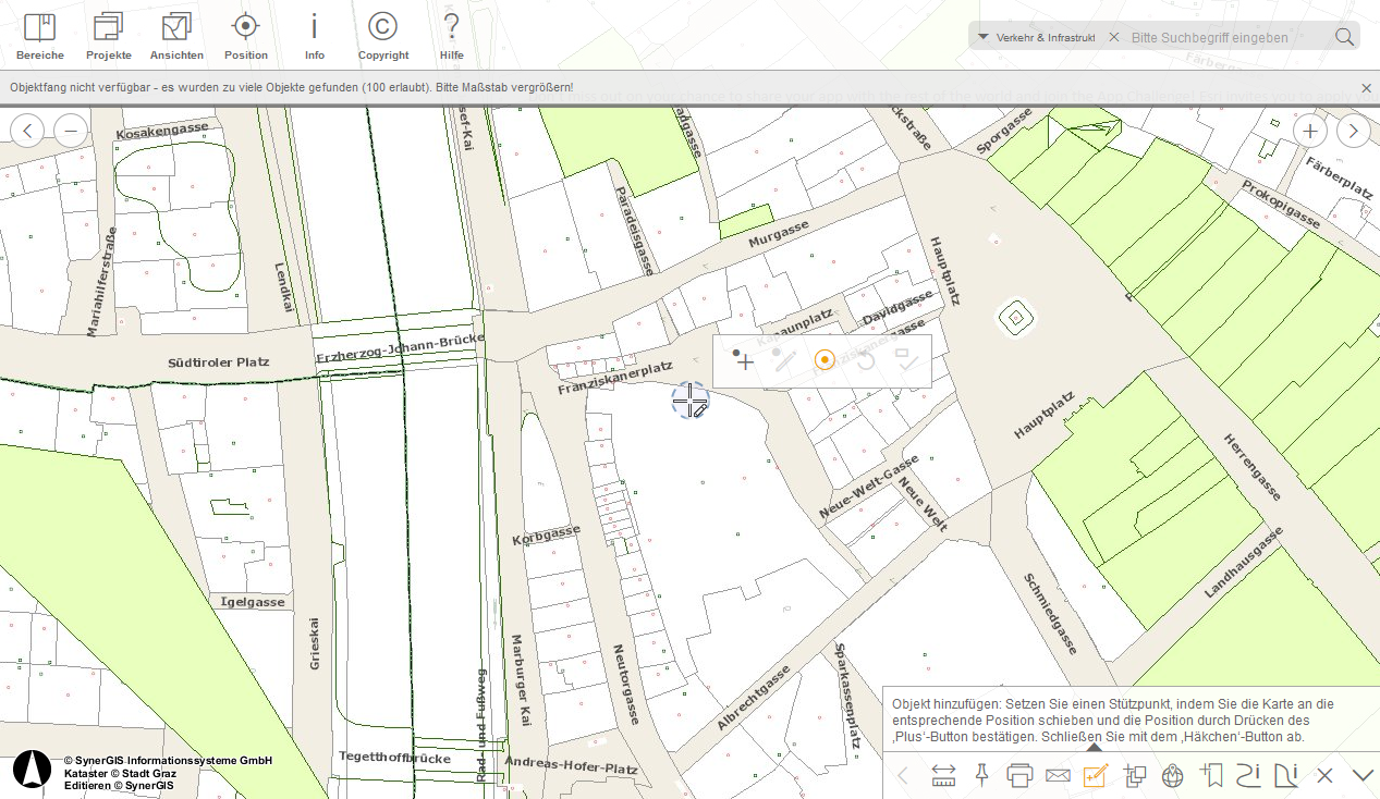 Objekte editieren mit der Snapfunktion im WebOffice mobile Client