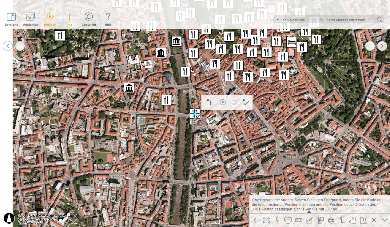 Editieren eines selektierten Punktobjektes im WebOffice mobile Client - Tablet Modus