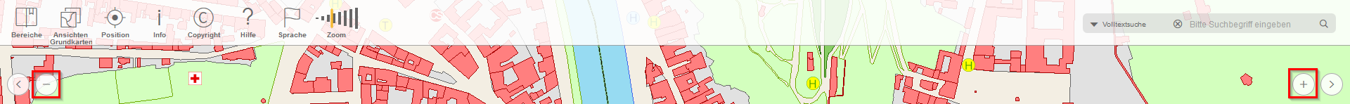 Zoom Out (-) und Zoom In (+) Zoom Out (-) und Zoom In (+)