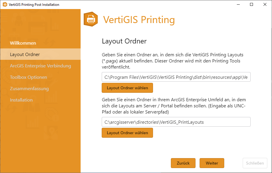 Angabe des Layout Ordners für VertiGIS Printing Angabe des Layout Ordners für VertiGIS Printing