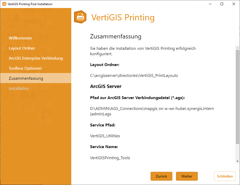 Zusammenfassung der Konfigurationen für die Installation Zusammenfassung der Konfigurationen für die Installation