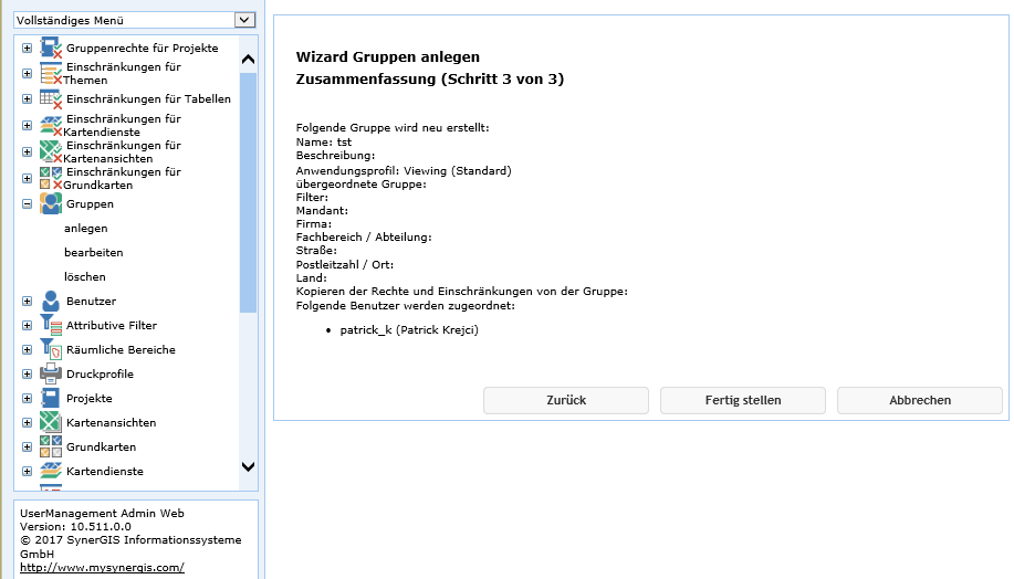 Gruppe anlegen - Schritt 3