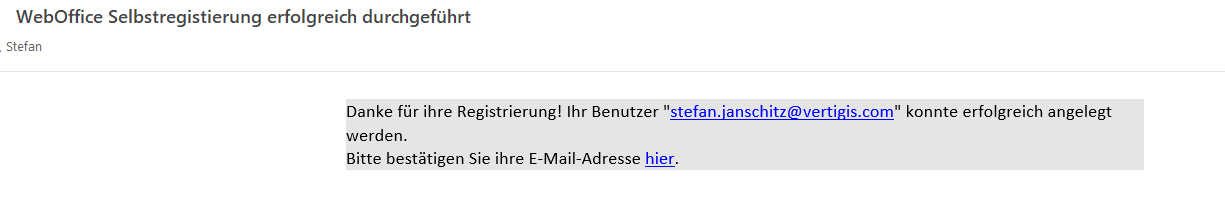 Selbstregistrierungsseite - Aktivierungslink für Benutzer Selbstregistrierungsseite - Aktivierungslink für Benutzer