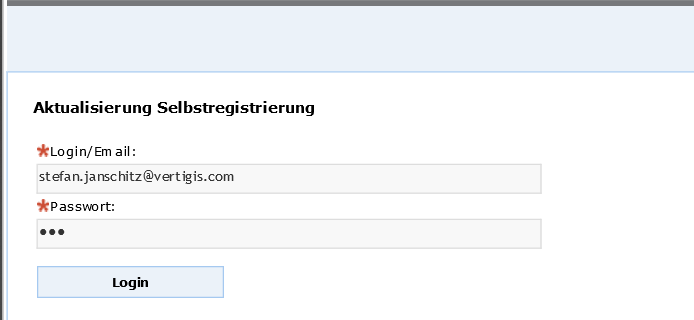 Update Stammdaten - Login Update Stammdaten - Login