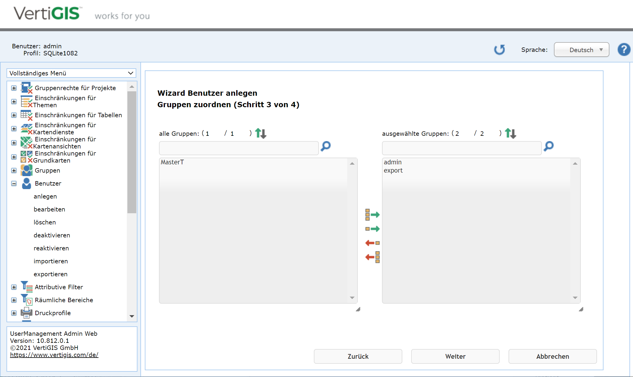Benutzer anlegen - Schritt 3
