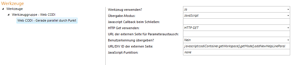 Konfiguration - Web CODI Gerade parallel durch Punkt Konfiguration - Web CODI Gerade parallel durch Punkt