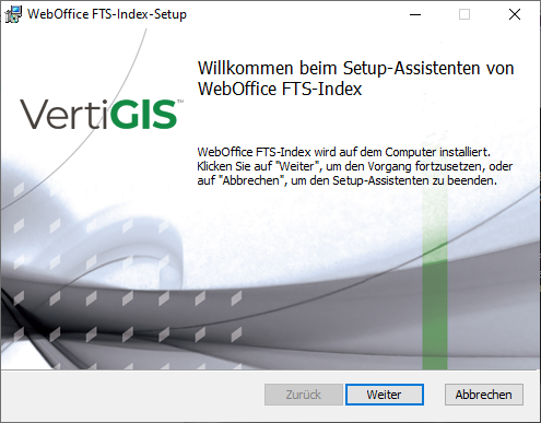 Setup-Assistent von WebOffice FTS-Index Setup-Assistent von WebOffice FTS-Index