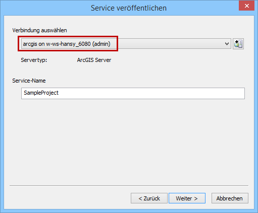 Server-Verbindung auswählen Server-Verbindung auswählen
