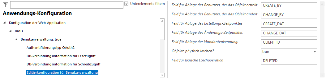 Editierkonfiguration für Benutzerverwaltung&nbsp;