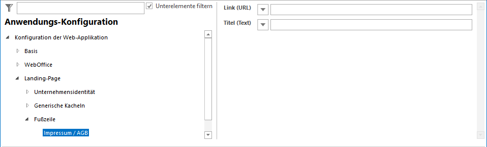 Konfiguration - Impressum / AGB (Fußzeile) Konfiguration - Impressum / AGB (Fußzeile)