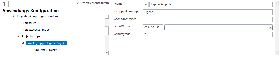 Konfiguration der Projektgruppe