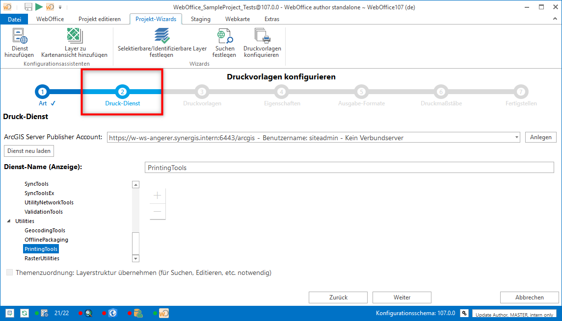 Auswahl des Druck-Dienstes Auswahl des Druck-Dienstes