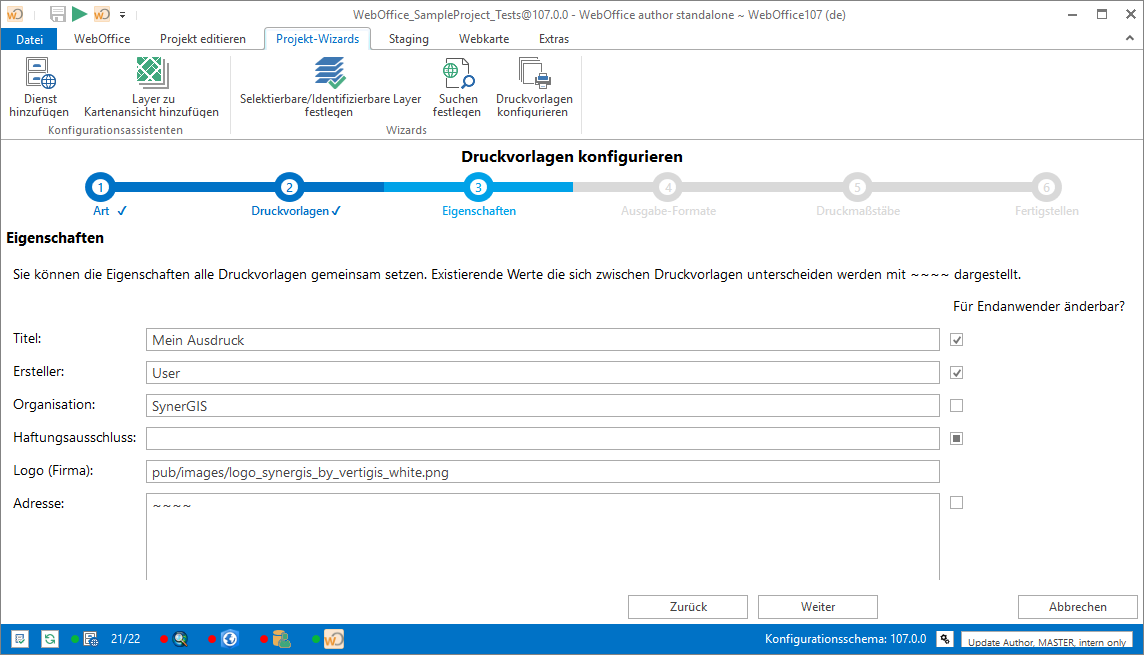 Eigenschaften der Druckvorlagen Eigenschaften der Druckvorlagen