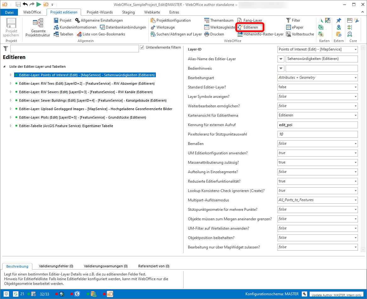 Beispiel einer Editier-Layer Konfiguration
