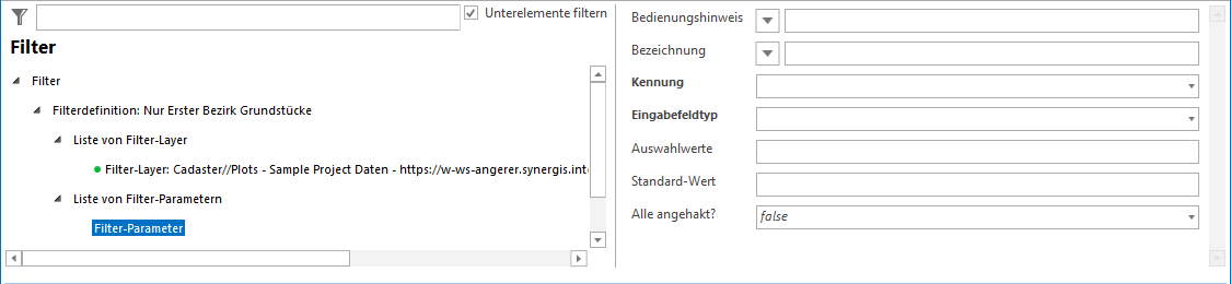 Konfiguration von Filter Parameter