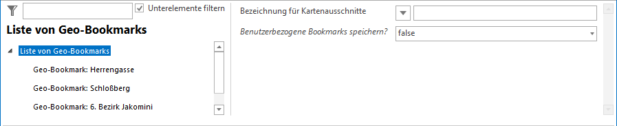 Konfiguration einer Liste von Geo-Bookmarks Konfiguration einer Liste von Geo-Bookmarks