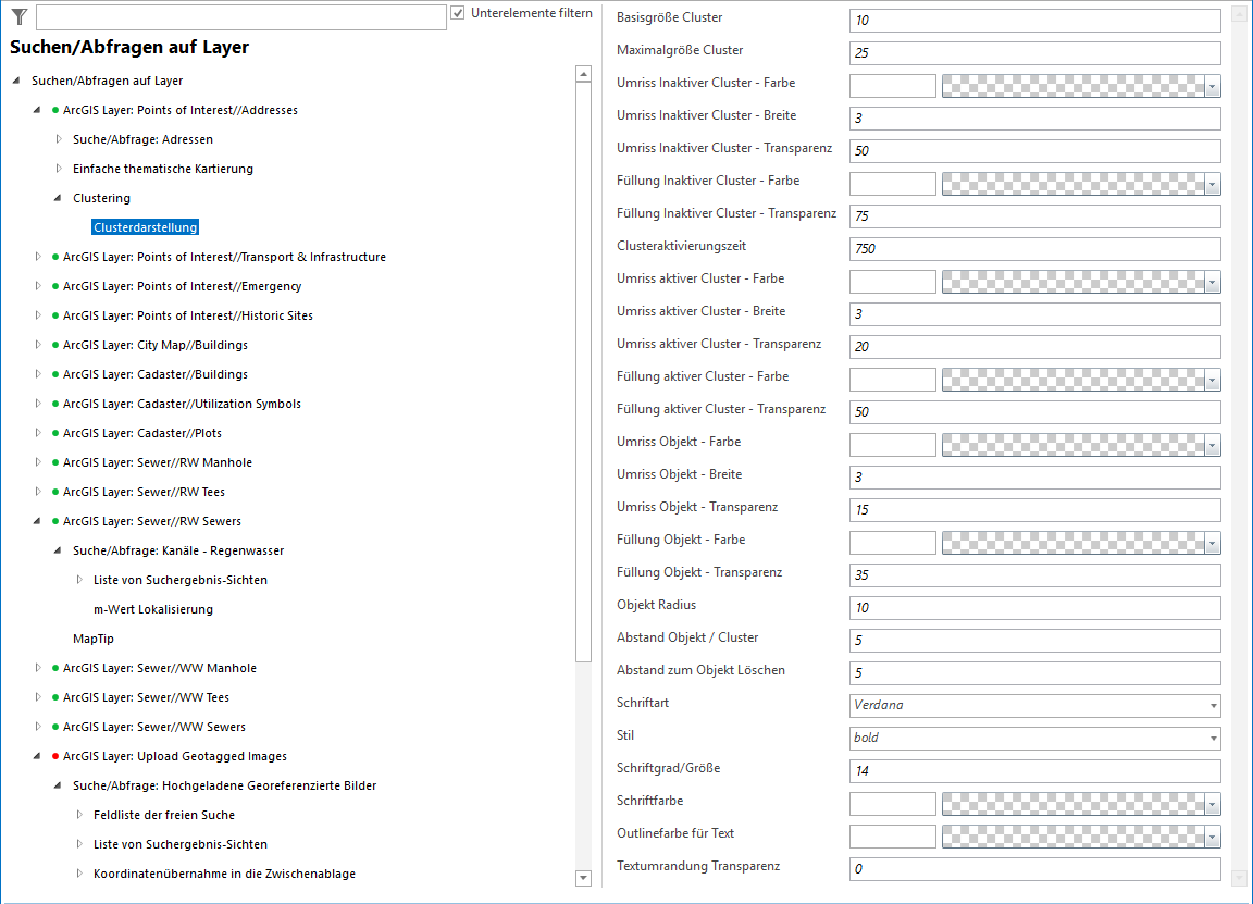 Konfiguration der Cluster Anzeige - Kategorie WebOffice&nbsp;