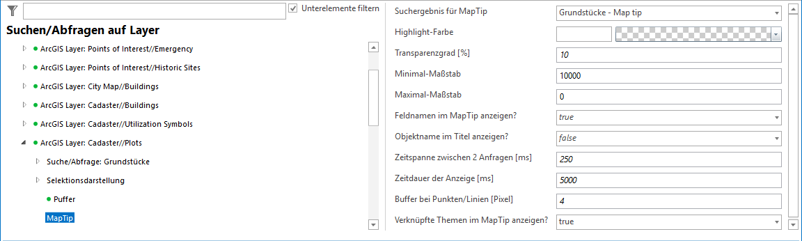 Konfiguration MapTip Konfiguration MapTip