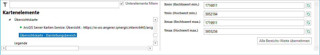 Übersichtskarte - Darstellungsbereich Konfiguration Übersichtskarte - Darstellungsbereich Konfiguration