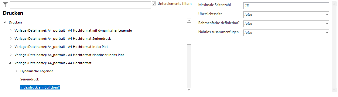 Indexdruck Konfiguration
