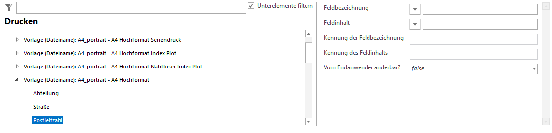 Konfiguration Postleitzahl