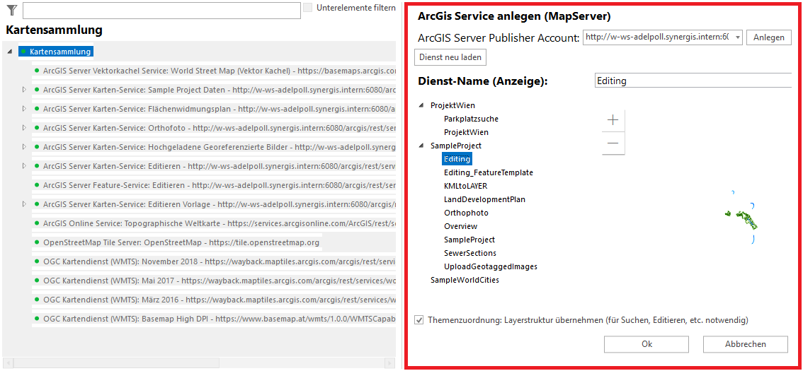 ArcGIS Server Karten-Service hinzufügen ArcGIS Server Karten-Service hinzufügen
