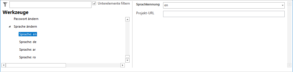 Sprache Konfiguration