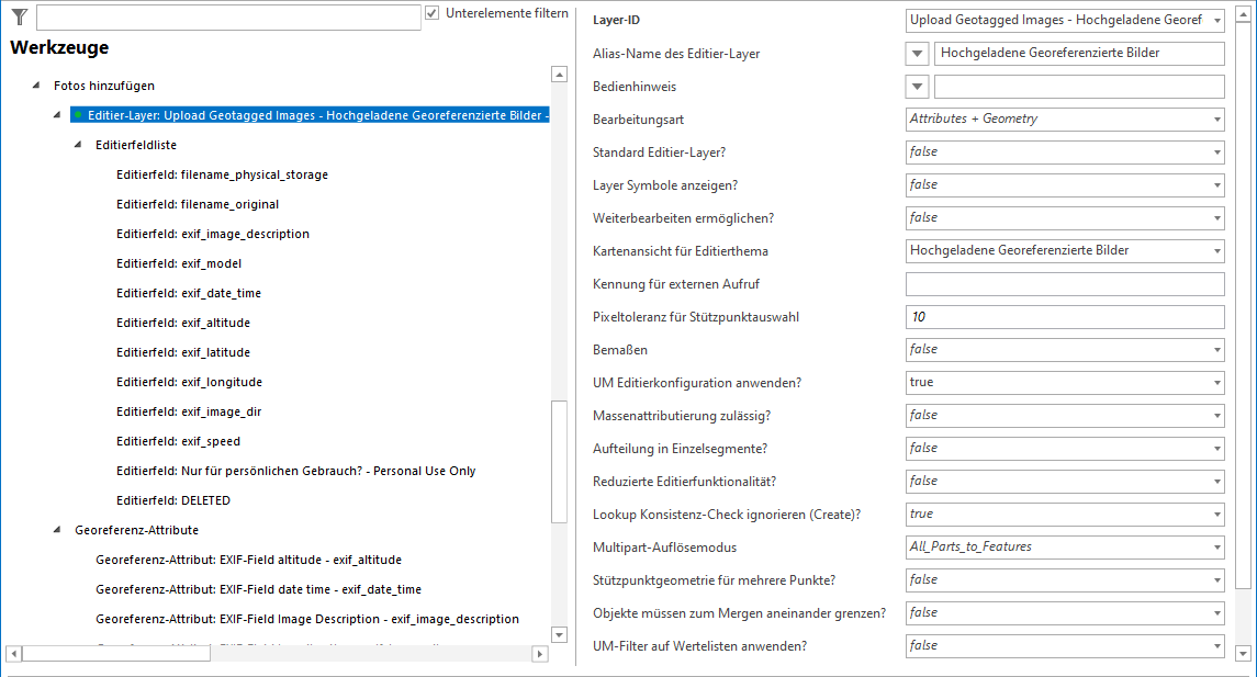 Konfiguration - Editier-Layer für das Hochladen georeferenzierter Bilder