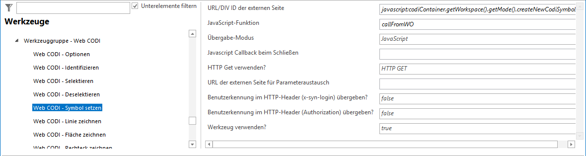 Konfiguration - Web CODI Symbol setzen