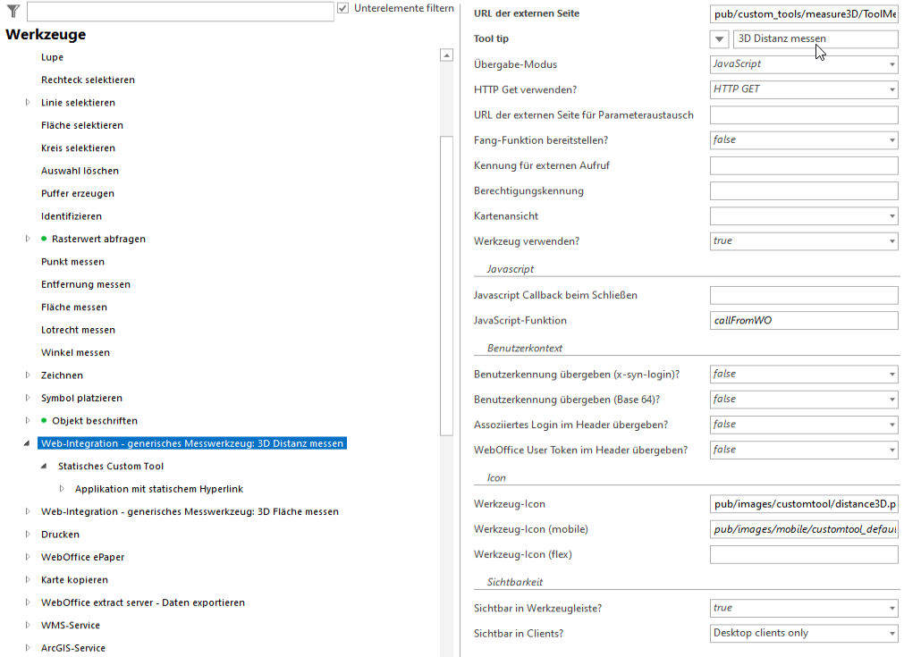 Web-Integration - Konfiguration generisches Werkzeug&nbsp;