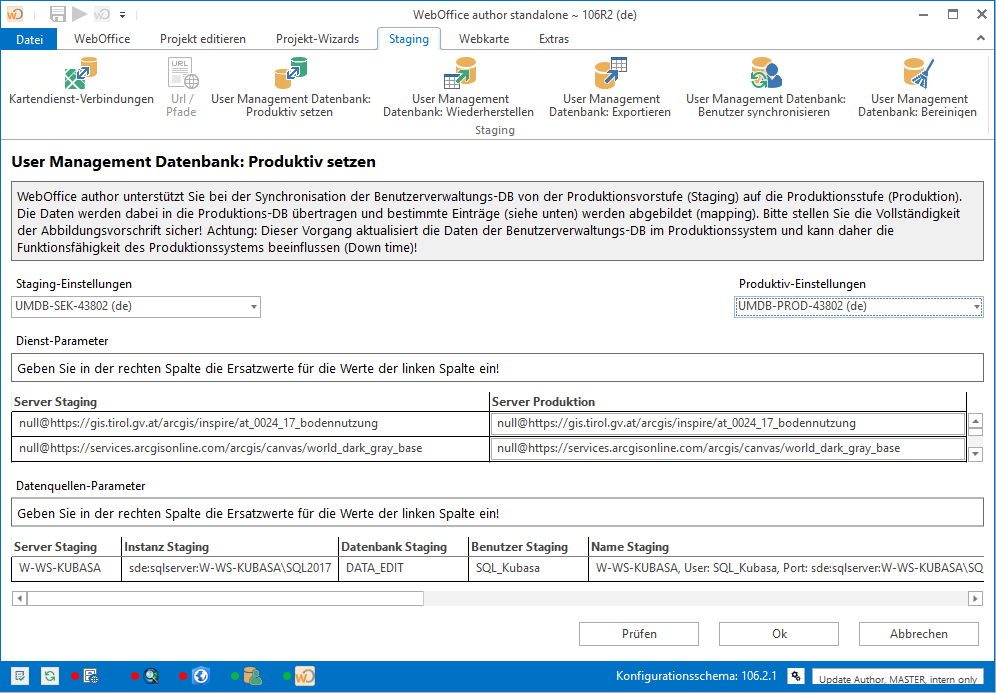 Dialog im WebOffice author standalone - UserManagement Datenbank Produktiv setzen Dialog im WebOffice author standalone - UserManagement Datenbank Produktiv setzen
