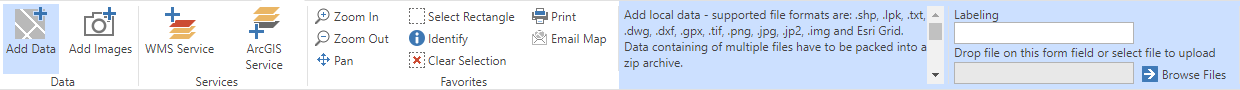 Add Data tool settings in the WebOffice core client Add Data tool settings in the WebOffice core client