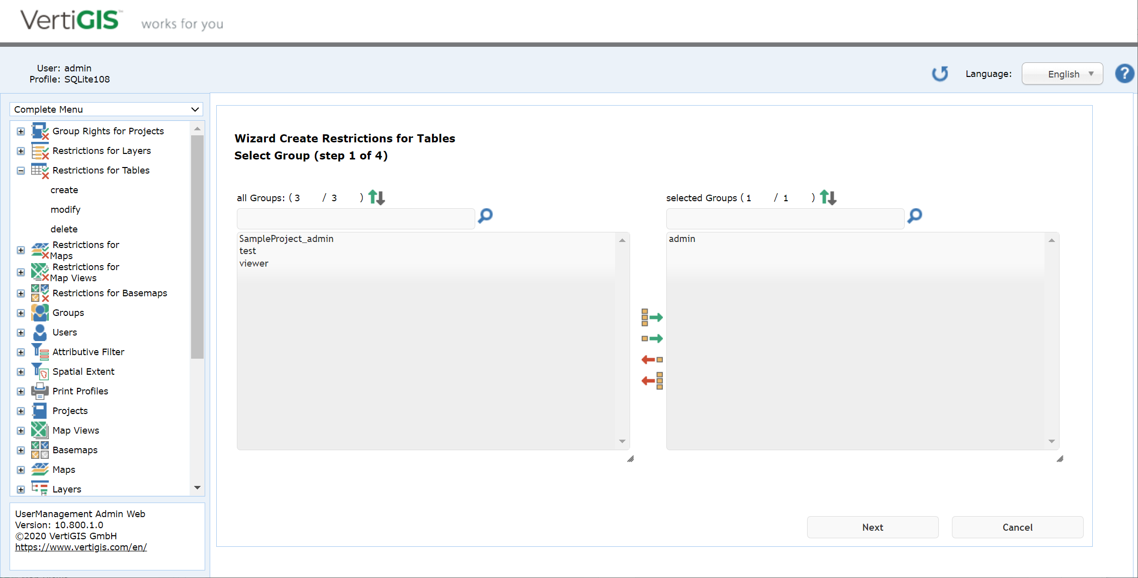Create restrictions for tables - step 1 Create restrictions for tables - step 1