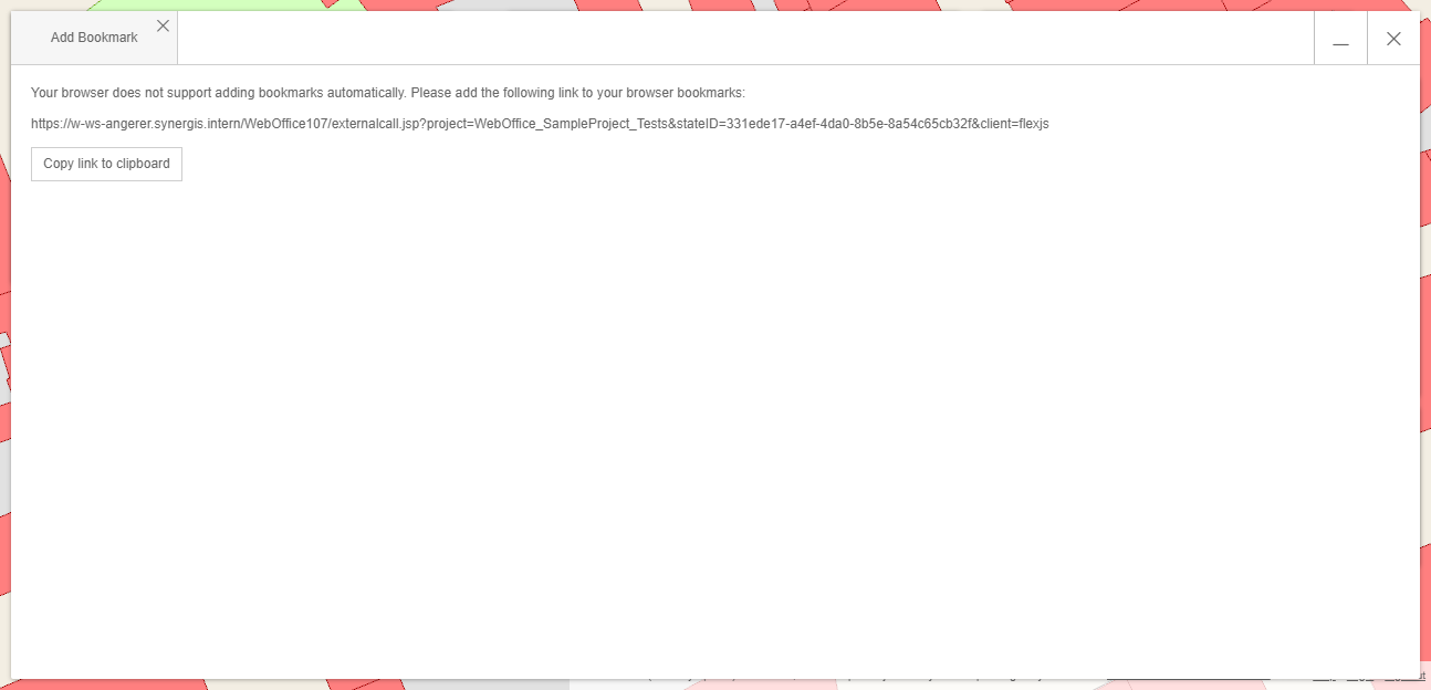 Add Bookmark tool form in WebOffice flex Client.