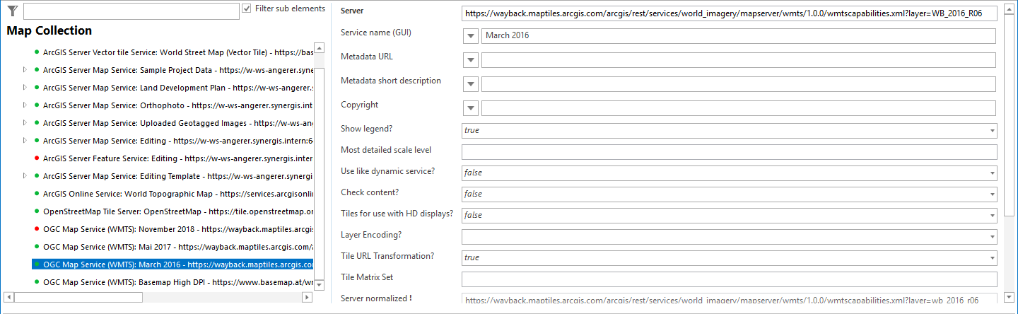 Integration of the WMTS service Integration of the WMTS service
