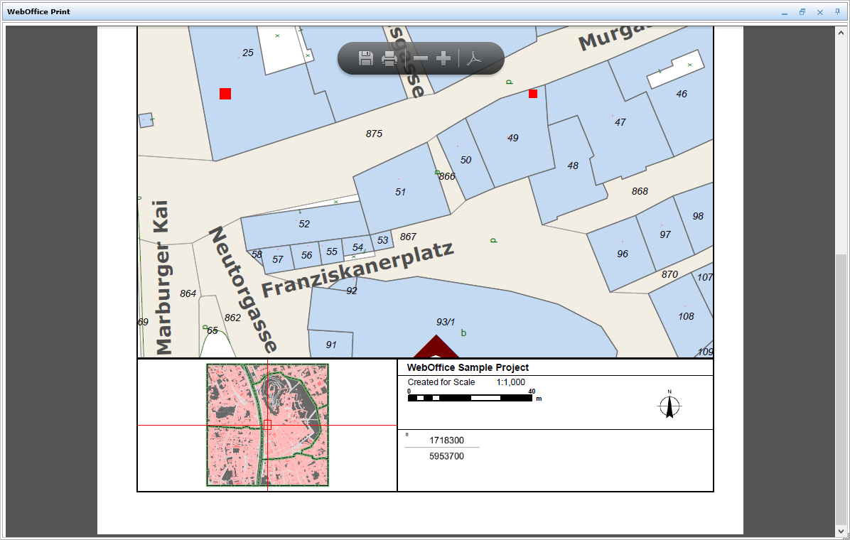 Horizontal coordinate marker displayed on the print output Horizontal coordinate marker displayed on the print output