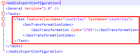 Geographic transformation from Data to Export coordinate system