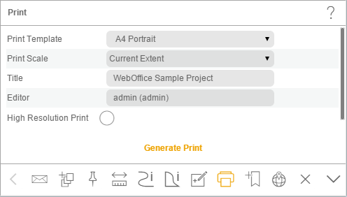 Print tool in the WebOffice mobile client - tablet mode Print tool in the WebOffice mobile client - tablet mode