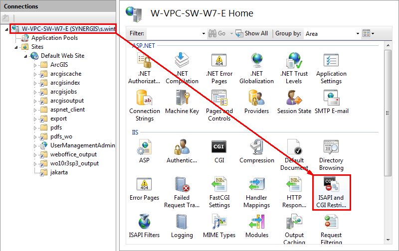 Navigate to the webserver and open ISAPI and CGI Restrictions in IIS Manager Navigate to the webserver and open ISAPI and CGI Restrictions in IIS Manager
