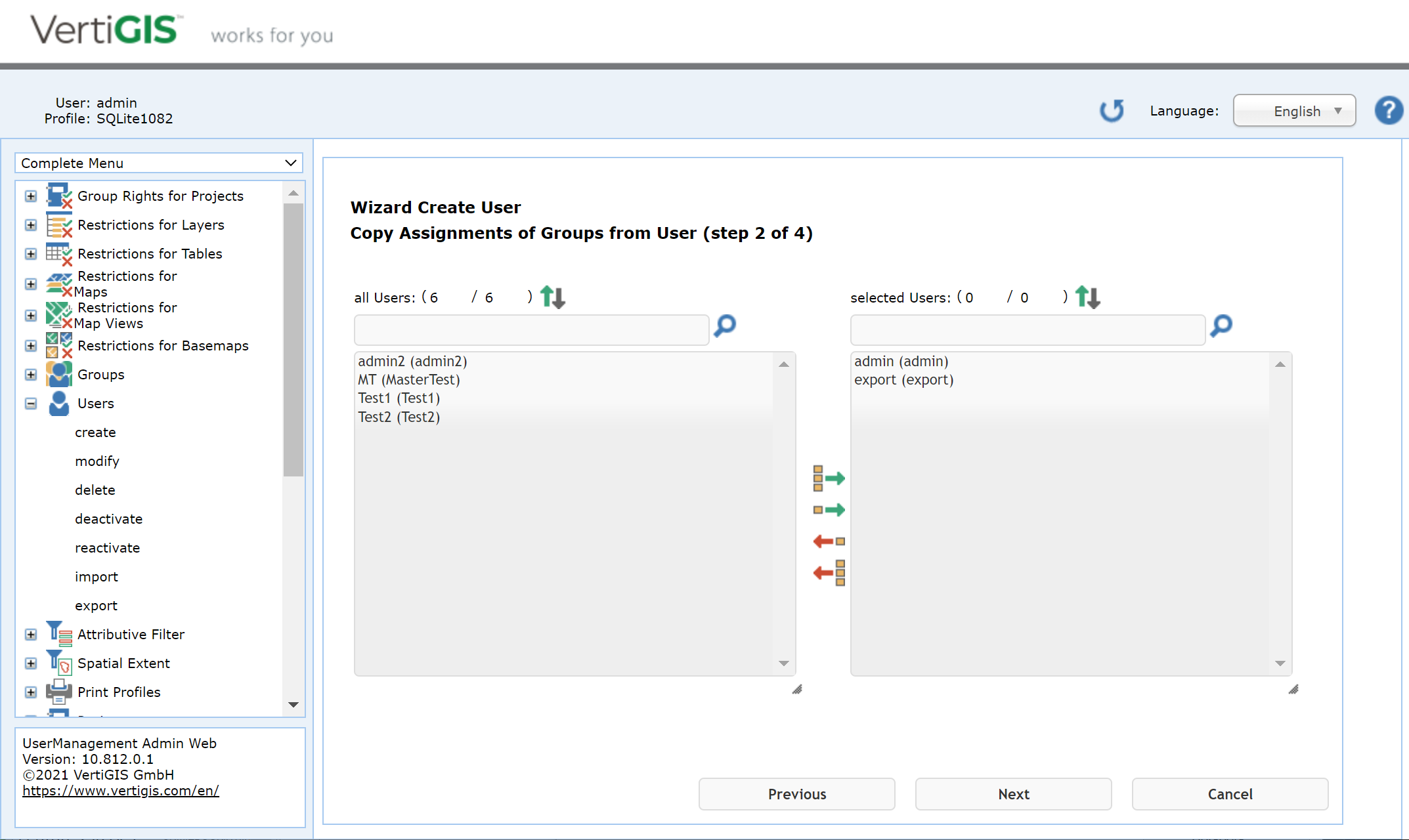 Create user - step 2 copy assignments of groups from user