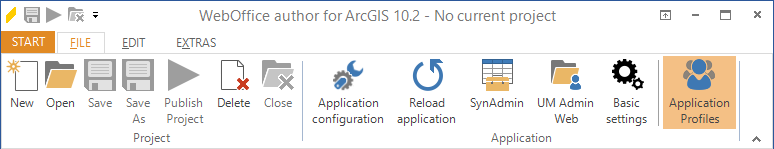 open application profiles in the WebOffice author file menu