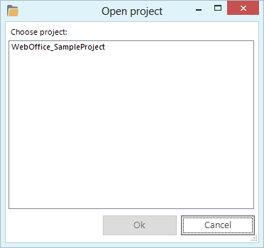 "Open project dialog
