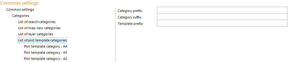 List of plot template categories configuration