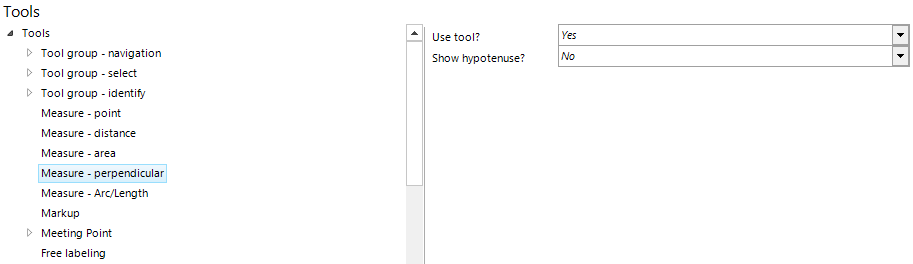 Measure Perpendicular tool configuration