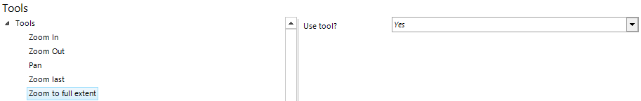 Zoom to full extent tool configuration
