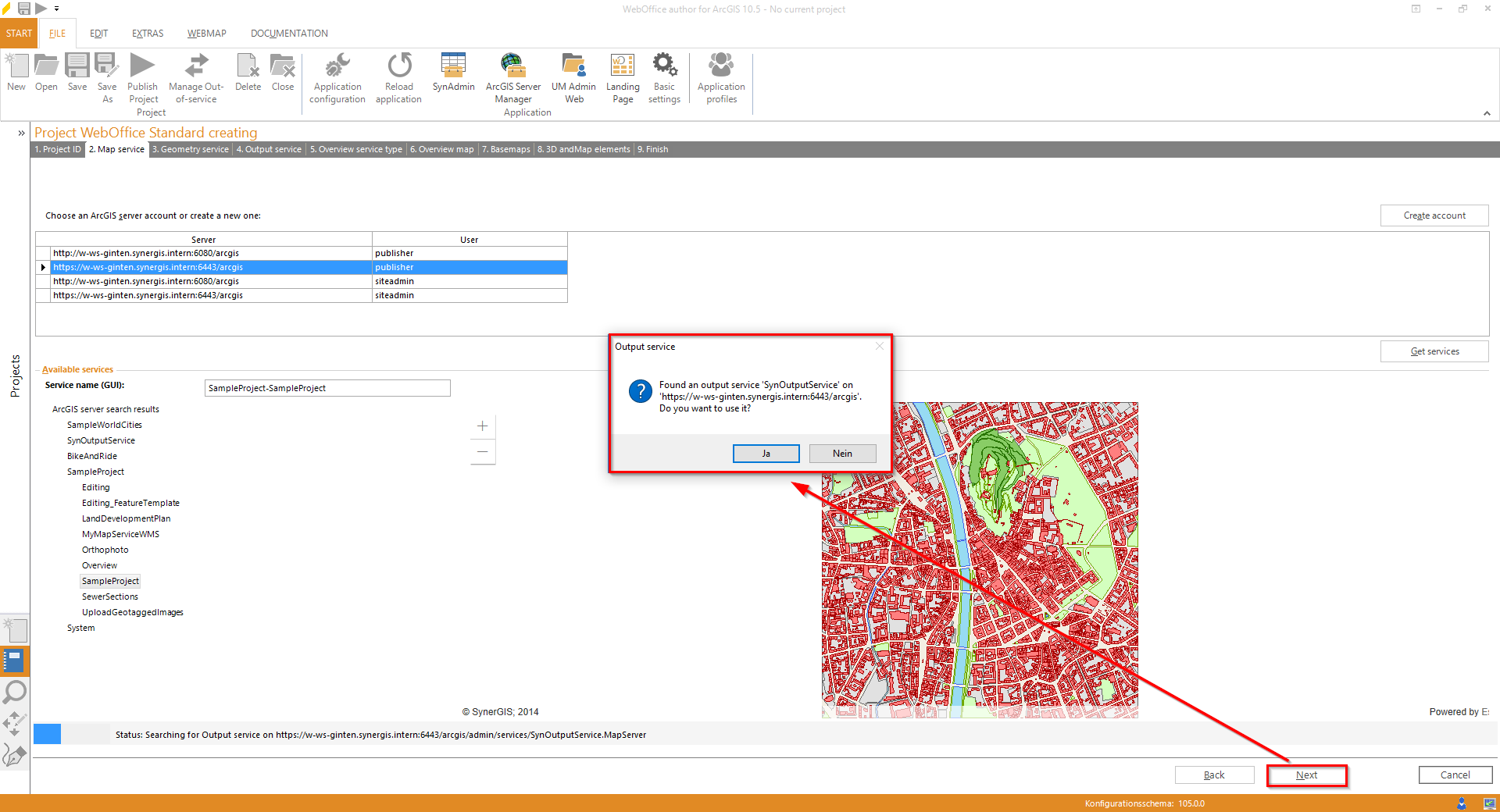 "Create Project" Wizard - Output Service