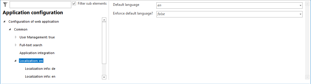 Localization configuration
