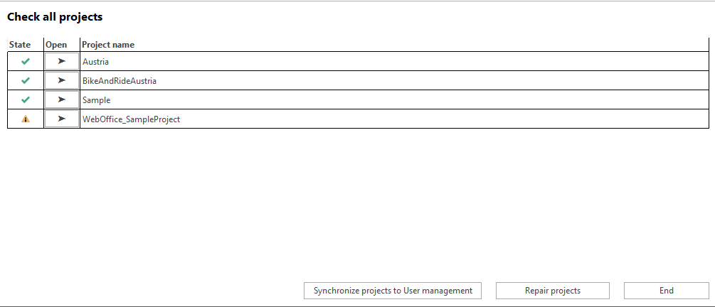 "Verify all projects" function in WebOffice author standalone