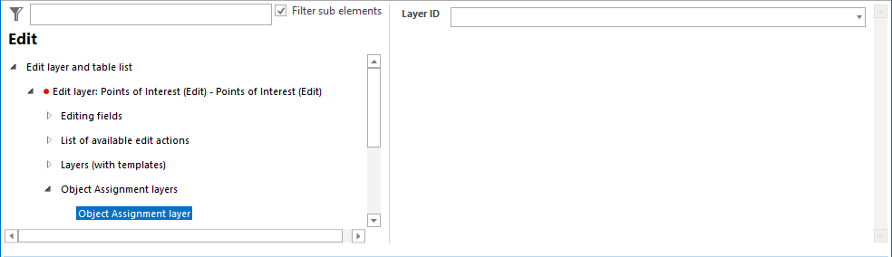 Object assignment layers configuration